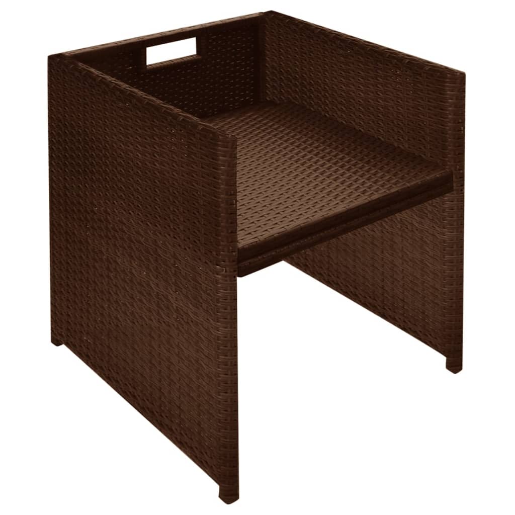 3-delige Bistroset met kussens poly rattan bruin