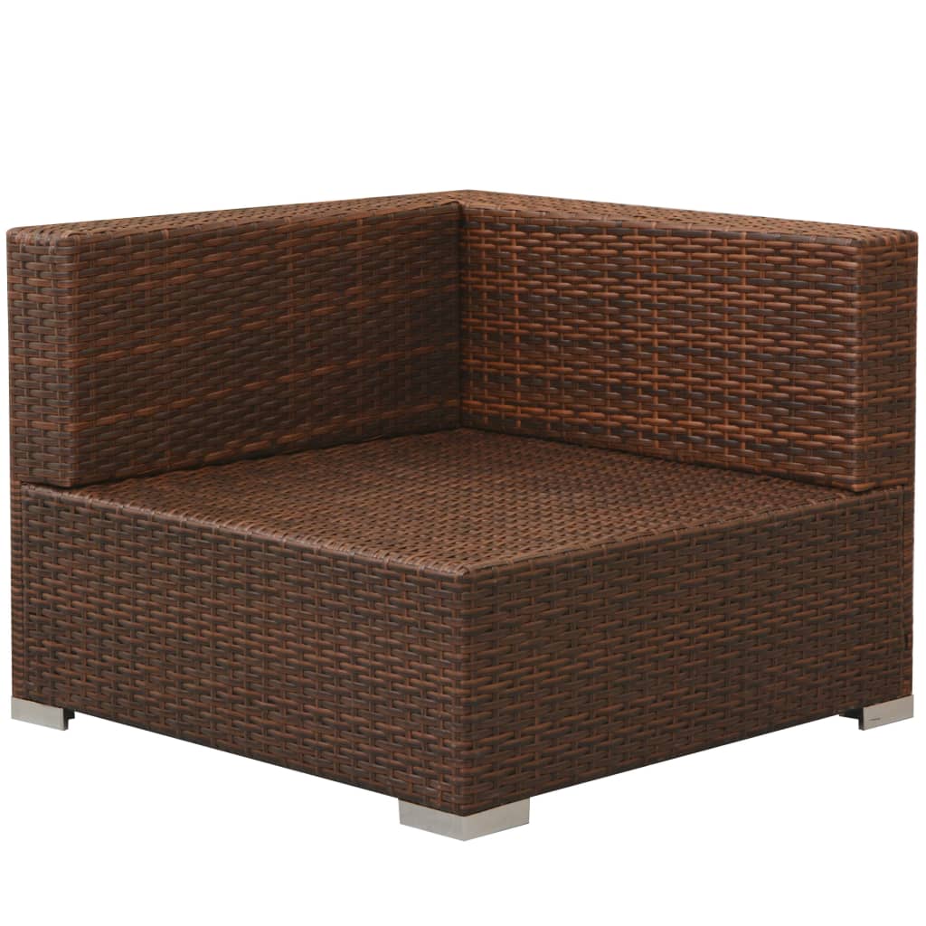 3-delige Loungeset met kussens poly rattan bruin