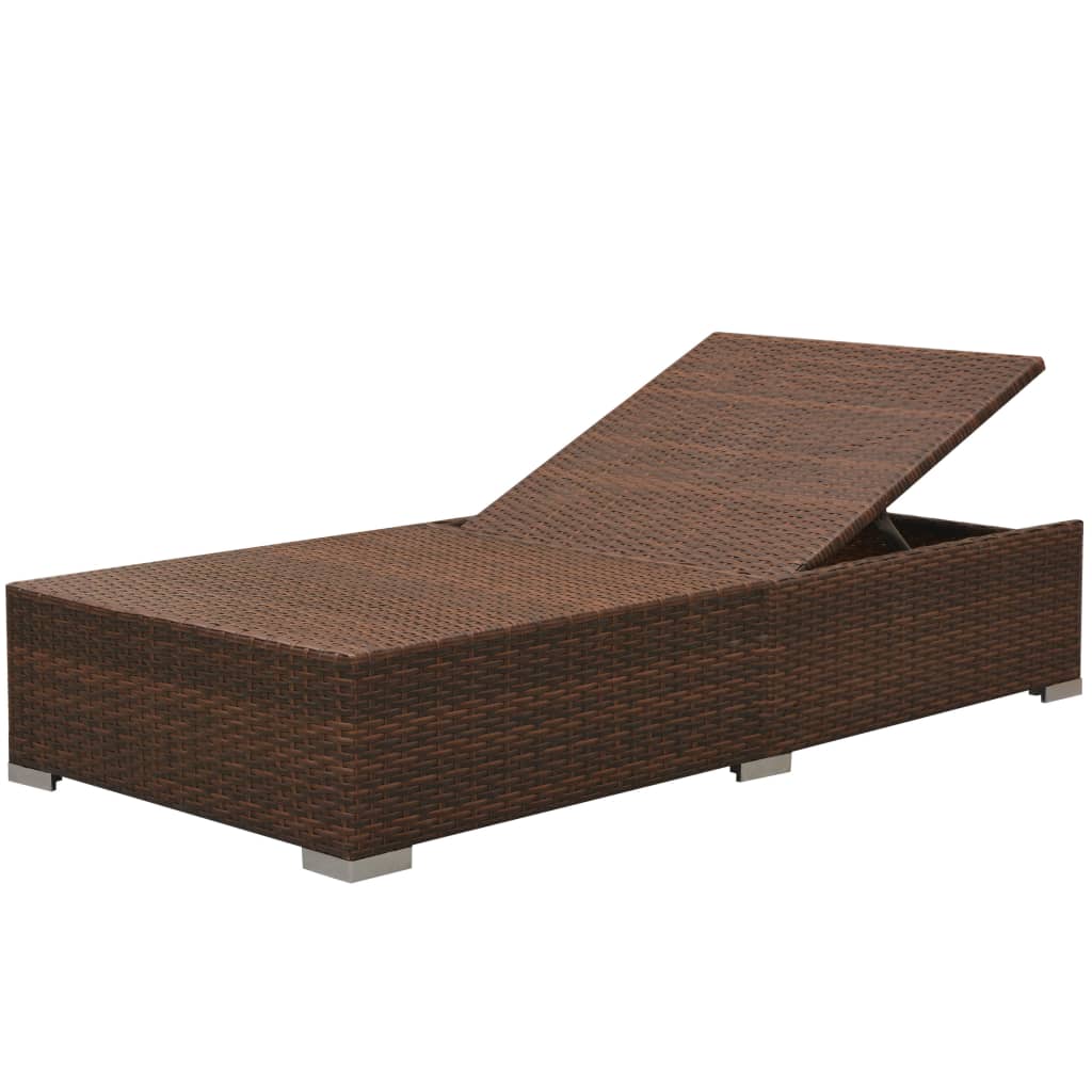 3-delige Loungeset met kussens poly rattan bruin