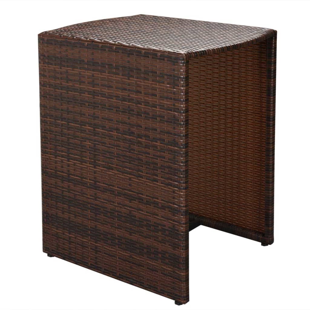 3-delige Bistroset met kussens poly rattan bruin