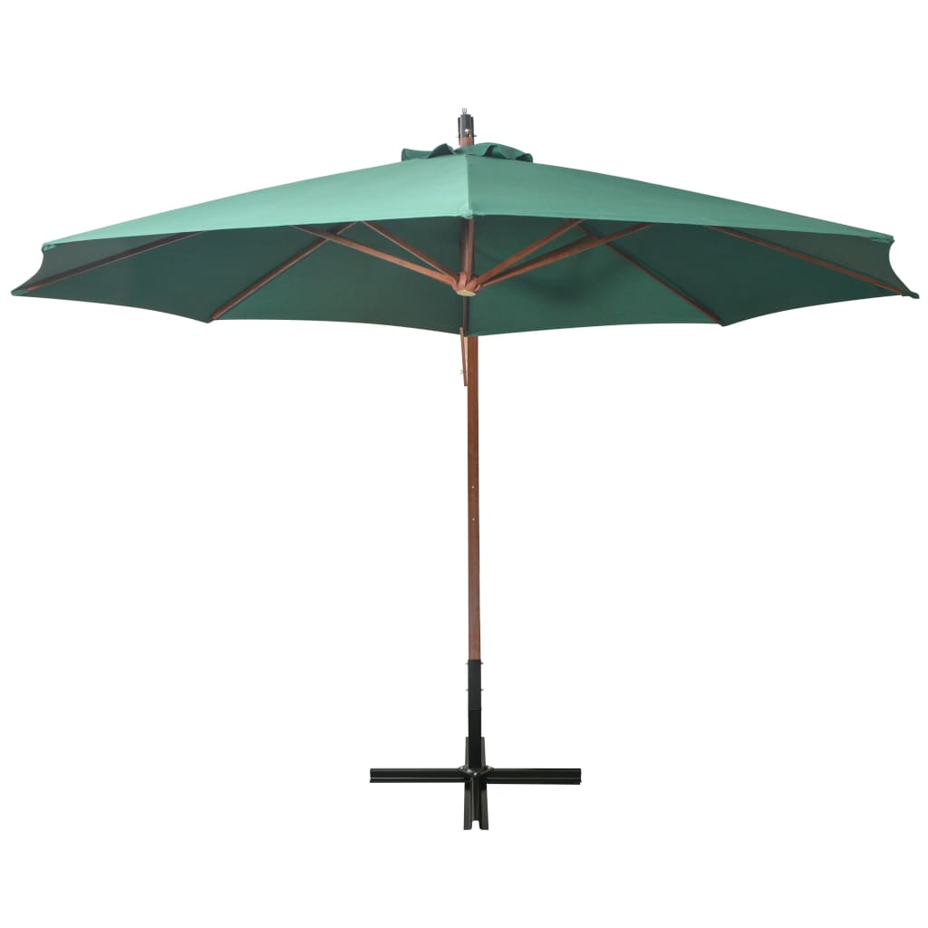 Zweefparasol 350 cm houten paal groen