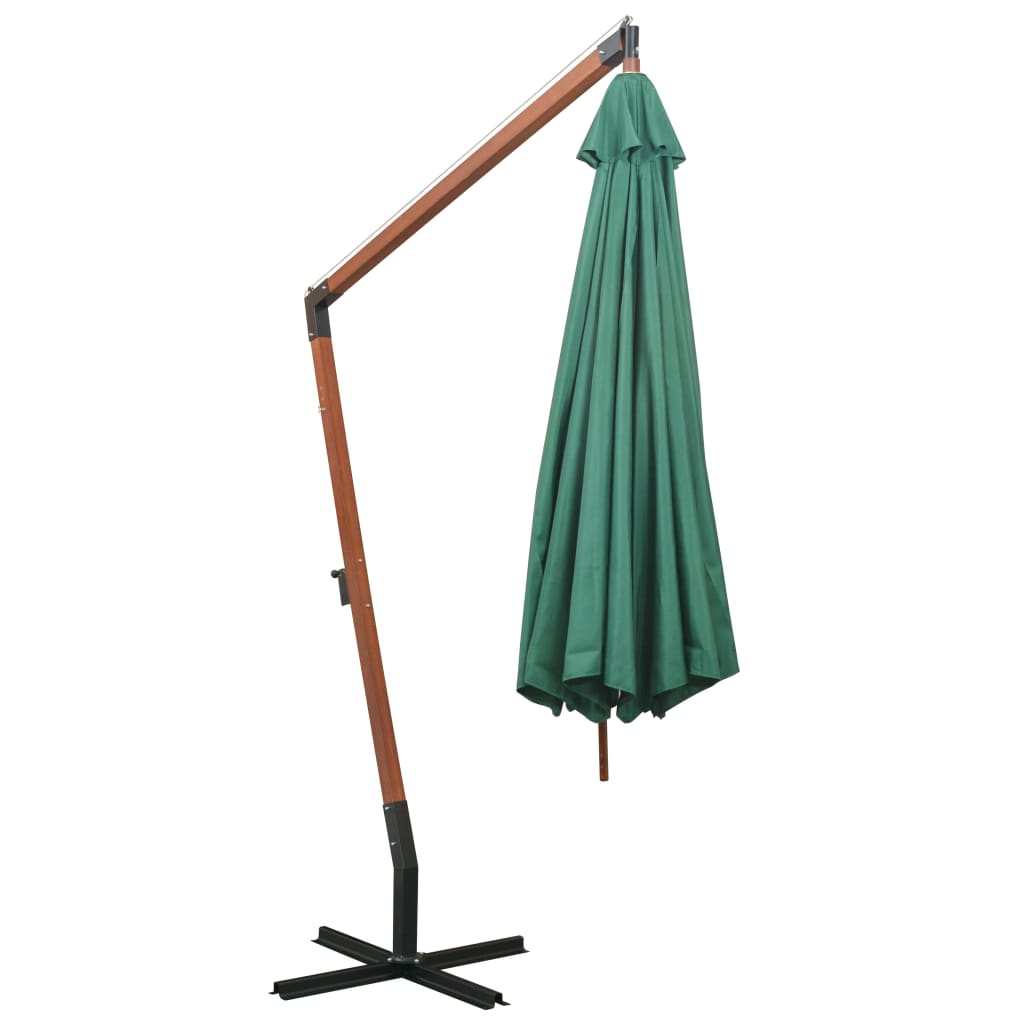 Zweefparasol 350 cm houten paal groen