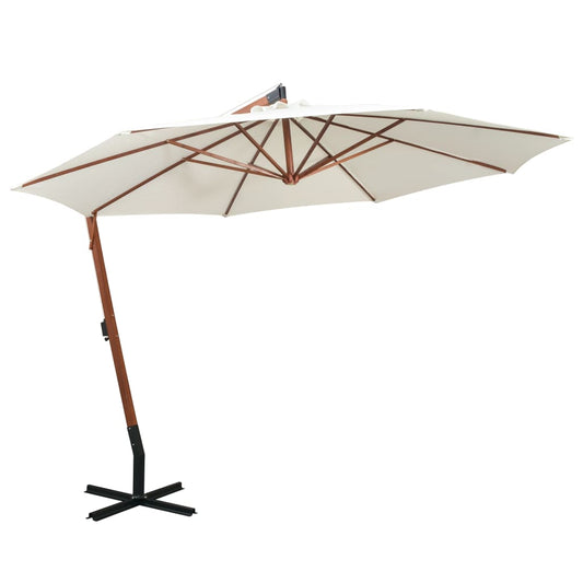 Zweefparasol met houten paal 350 cm wit