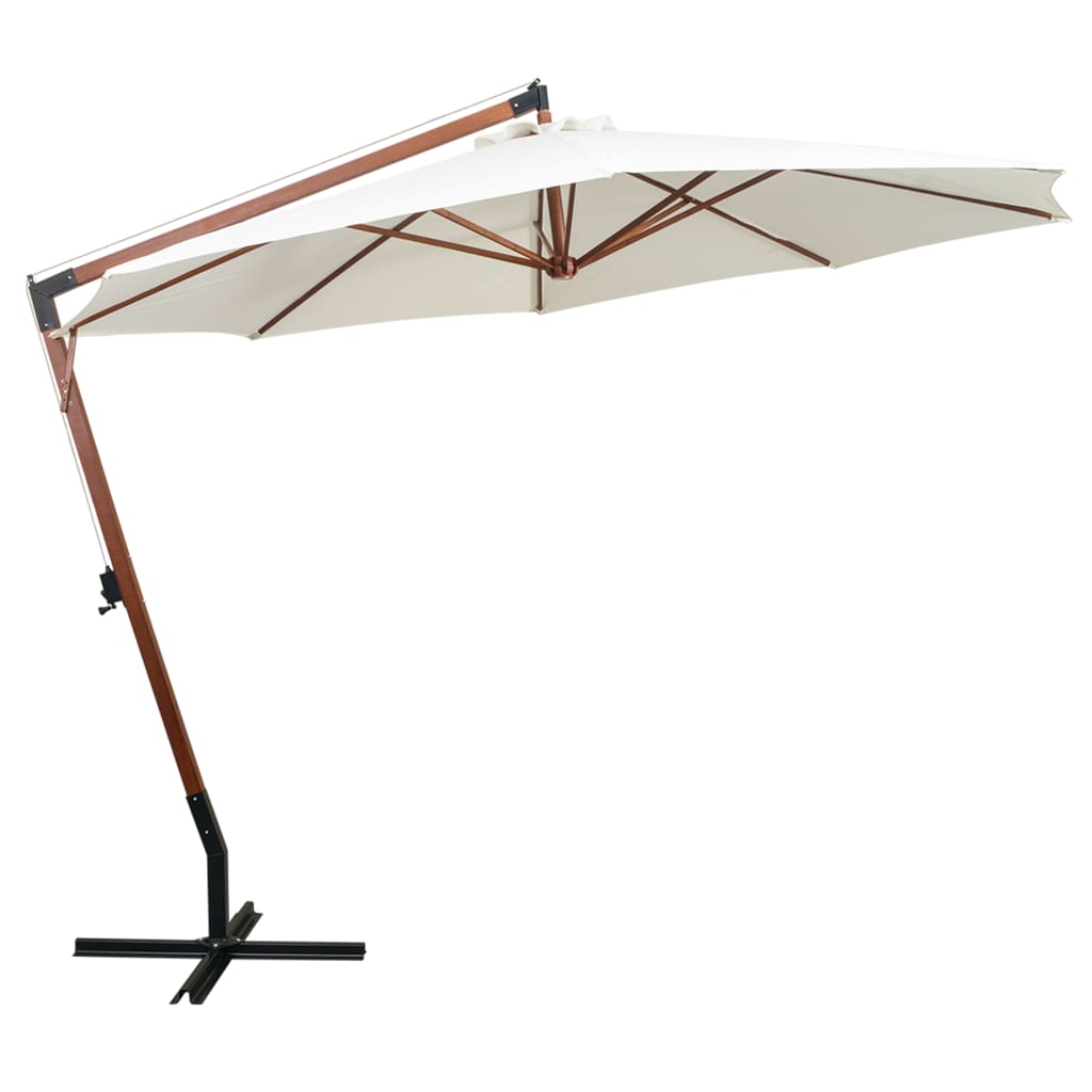 Zweefparasol met houten paal 350 cm wit