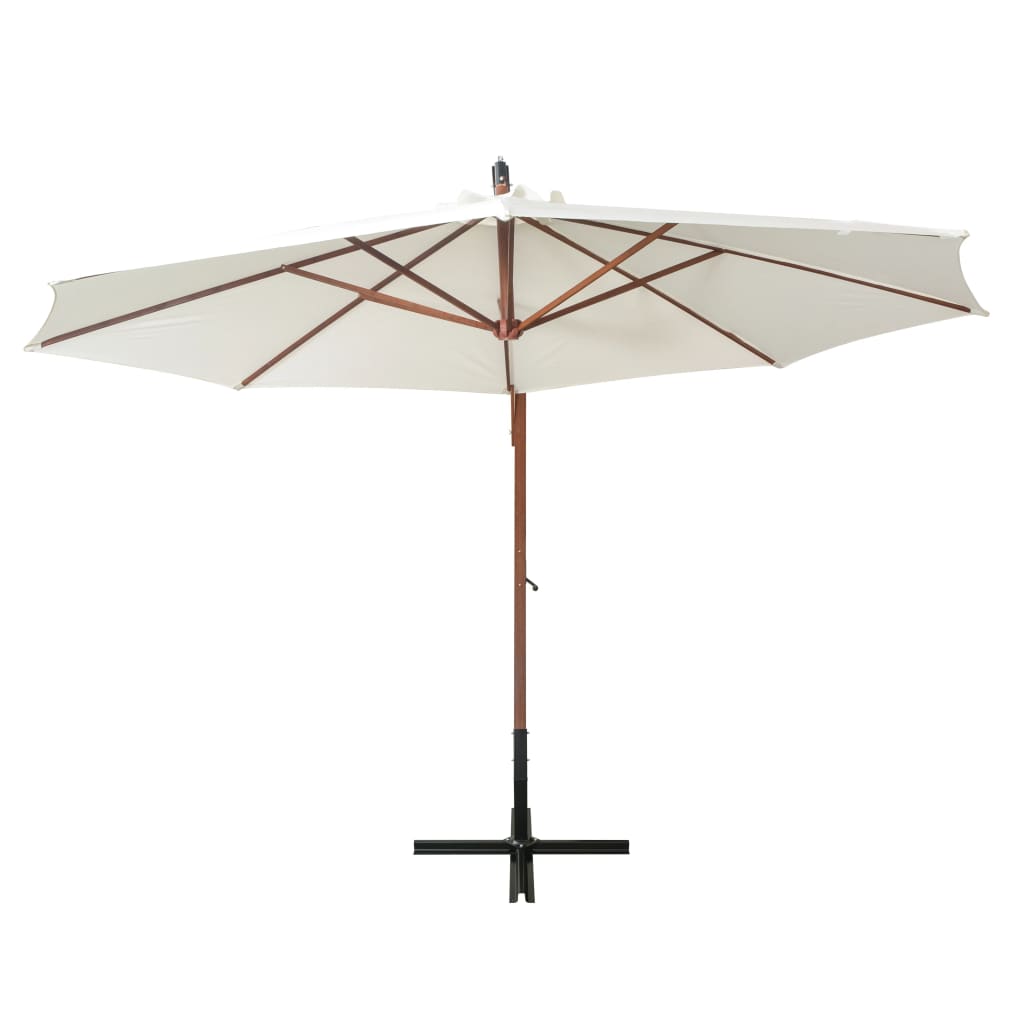 Zweefparasol met houten paal 350 cm wit