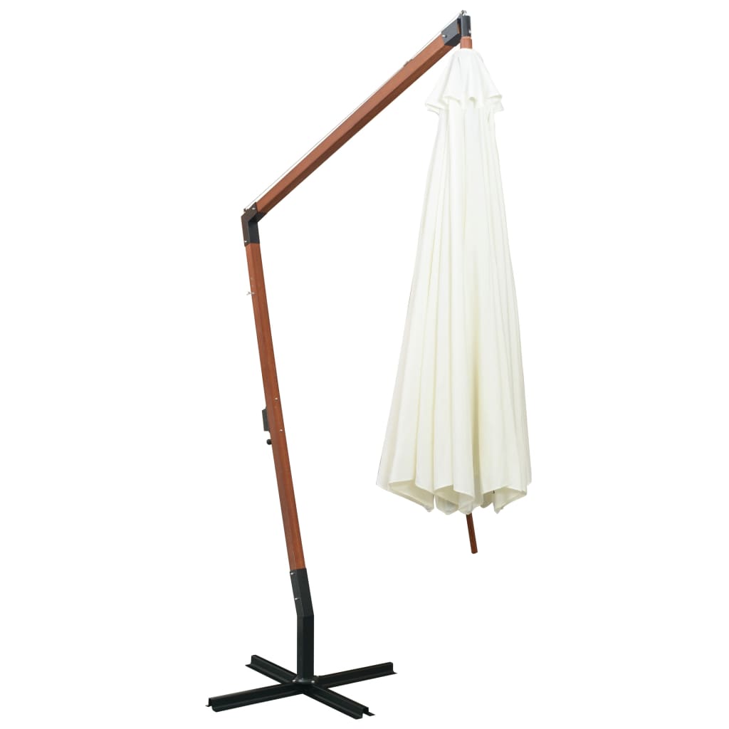 Zweefparasol met houten paal 350 cm wit