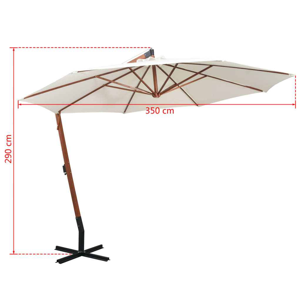 Zweefparasol met houten paal 350 cm wit