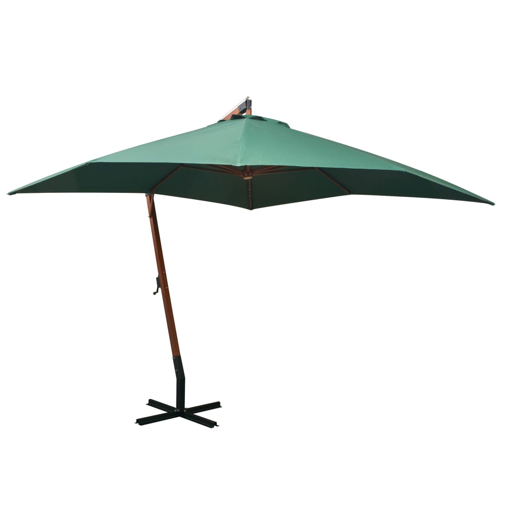 Zweefparasol met houten paal 300x300 cm groen