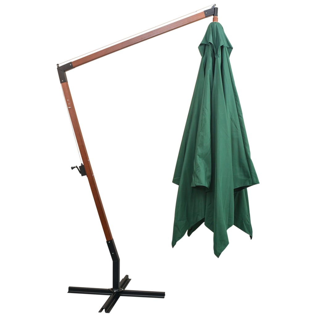 Zweefparasol met houten paal 300x300 cm groen