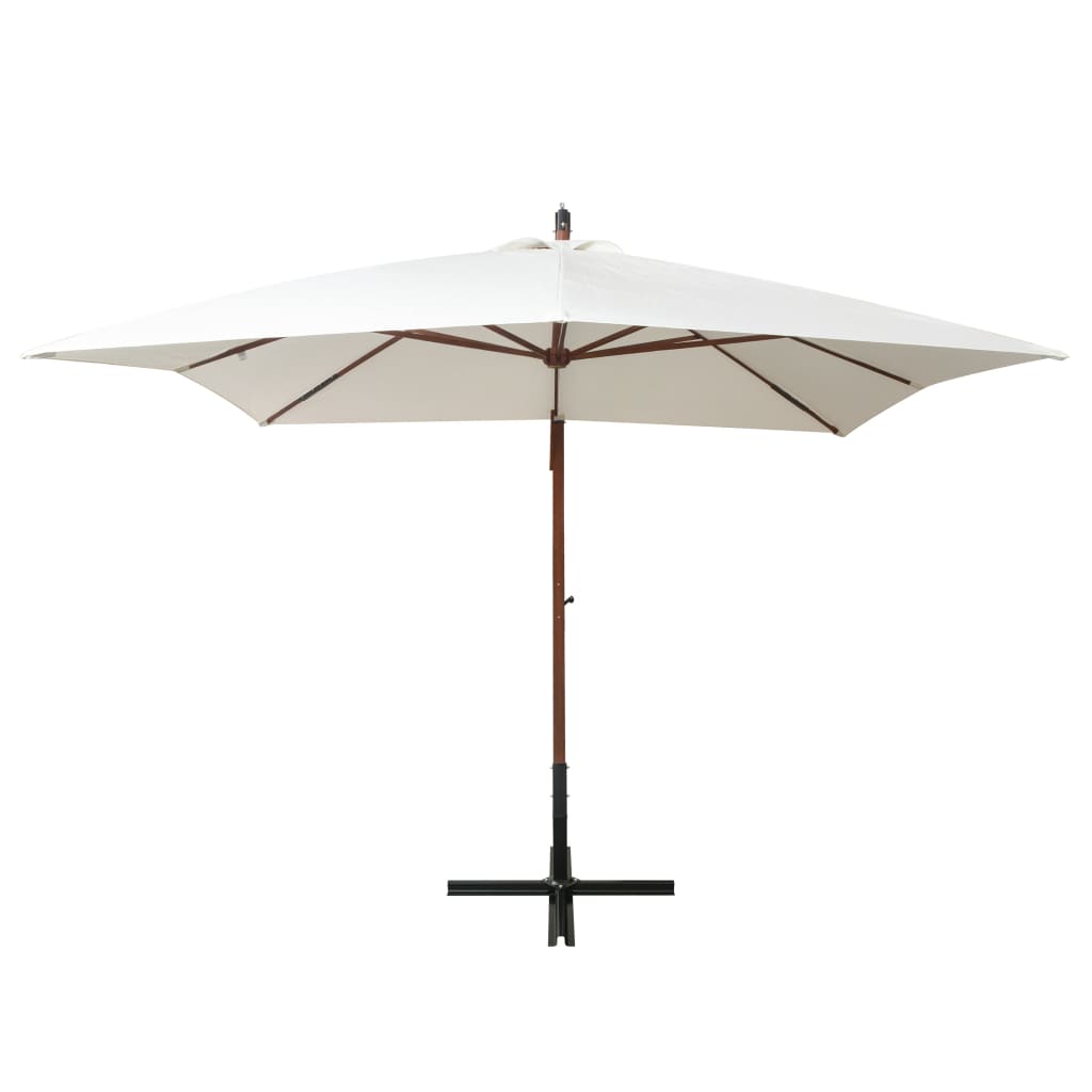 Zweefparasol met houten paal 300x300 cm wit