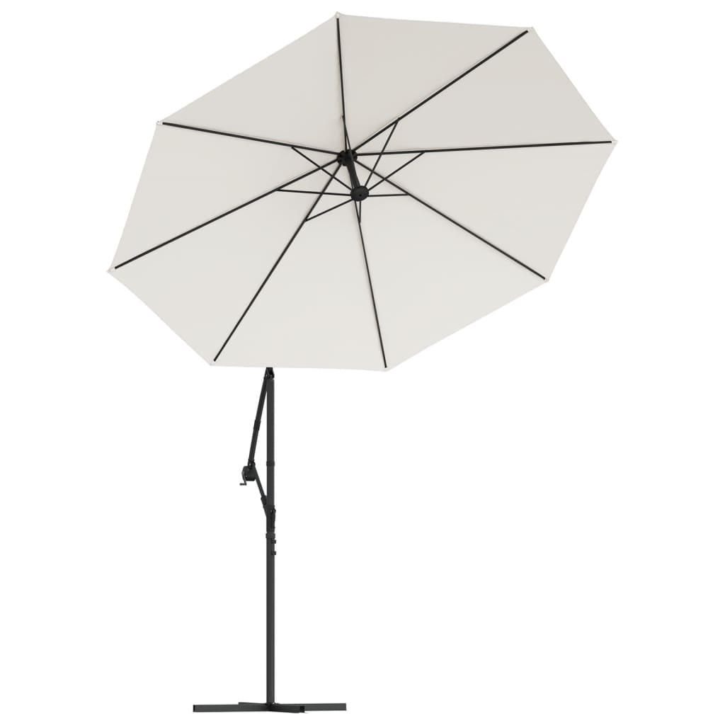 Zweefparasol met LED-verlichting en metalen paal 300 cm zand