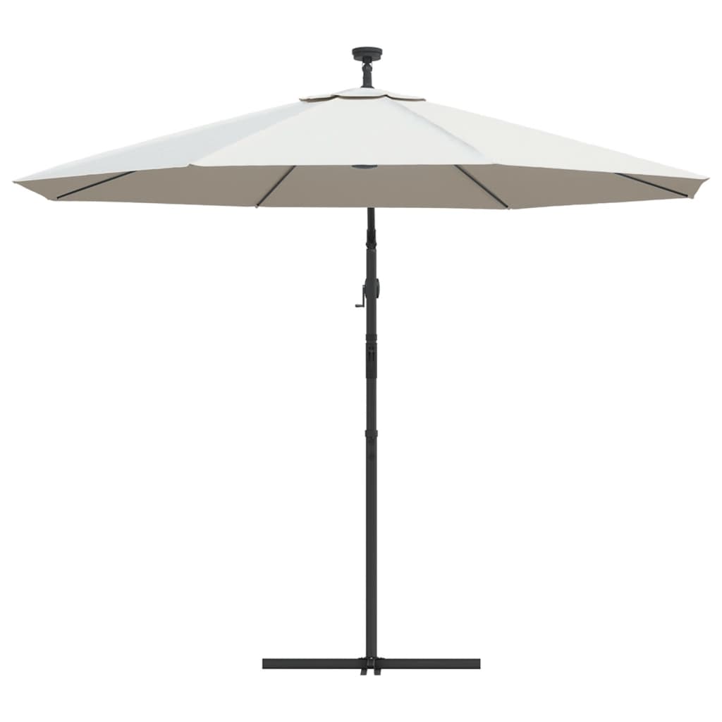 Zweefparasol met LED-verlichting en metalen paal 300 cm zand