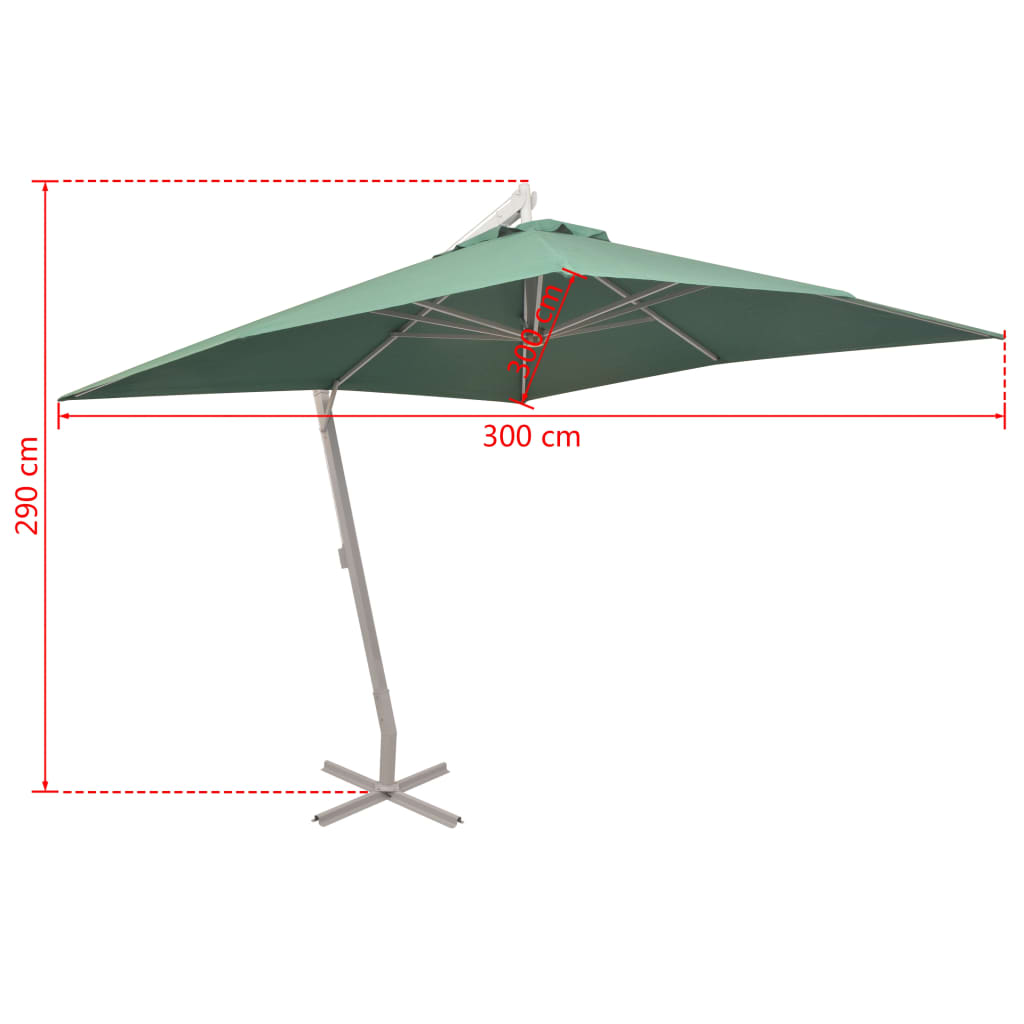 Zweefparasol met aluminium paal 300x300 cm groen