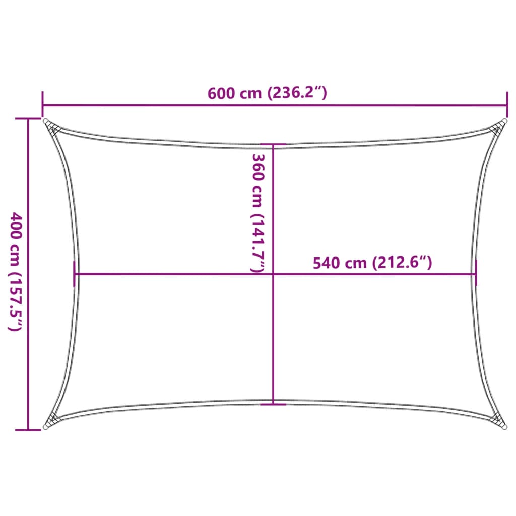 Zonnescherm HDPE rechthoek 4x6 m wit