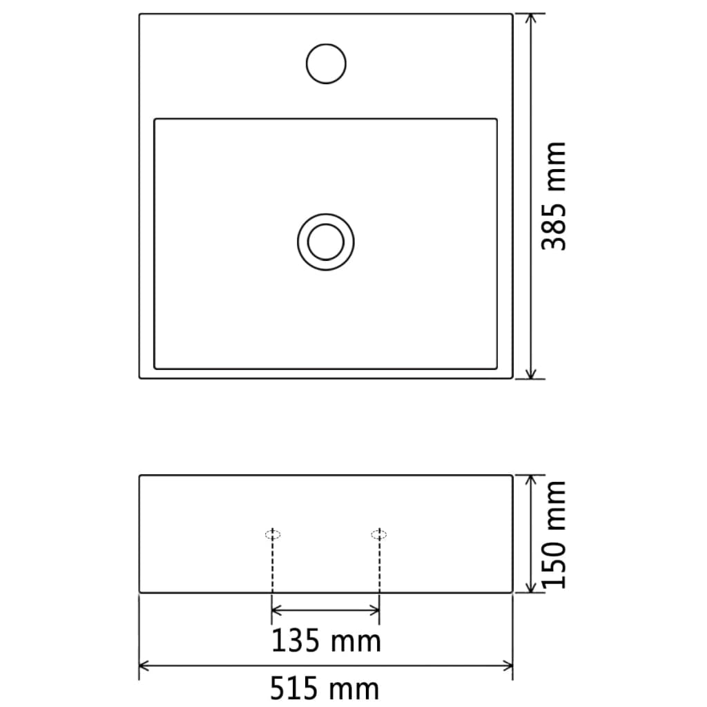 Wastafel met kraangat wit 51,5x38,5x15 cm keramiek