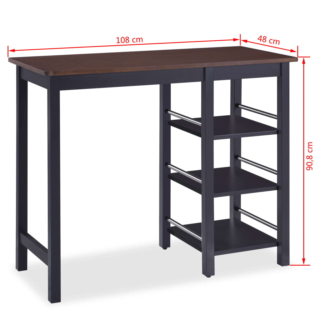 3-delige Barset MDF zwart