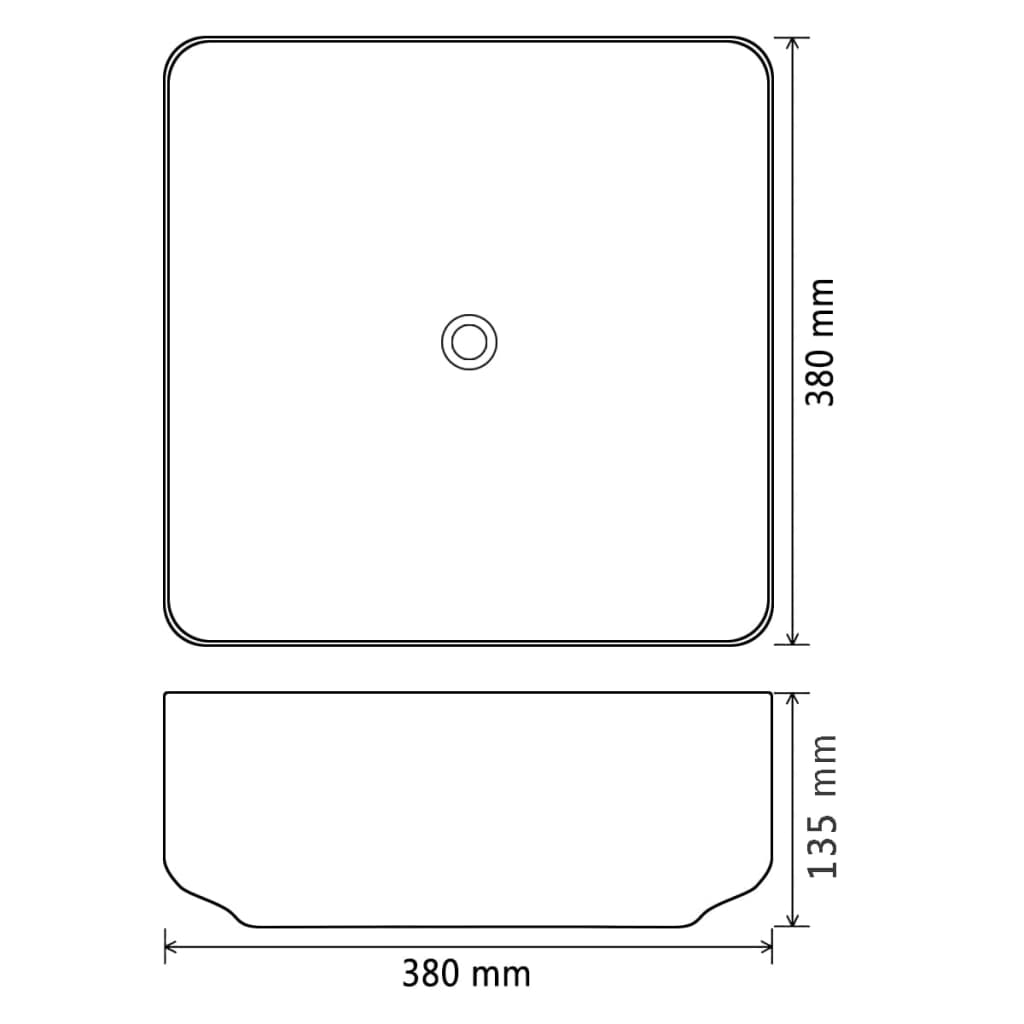 Wastafel vierkant 38x38x13,5 cm keramiek zwart