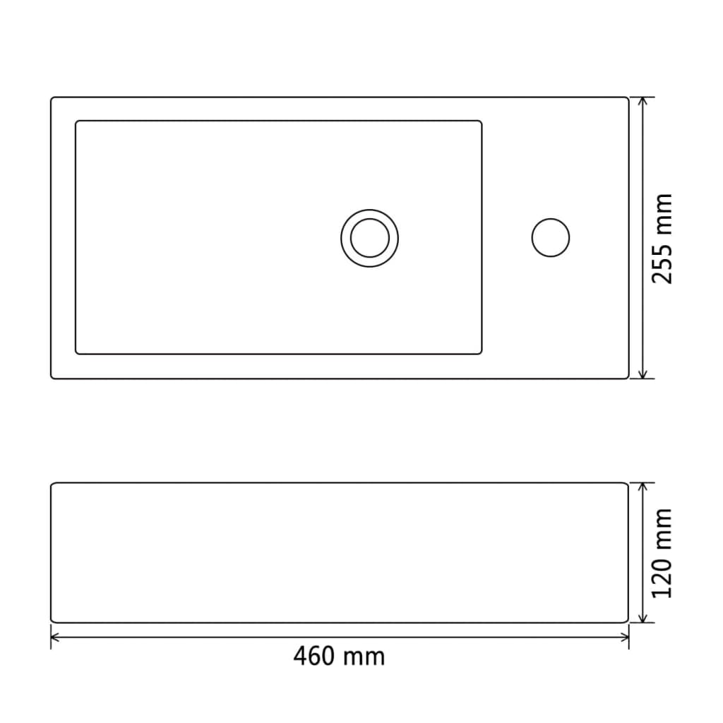 Wastafel met kraangat rechthoekig 46x25,5x12 cm keramiek zwart