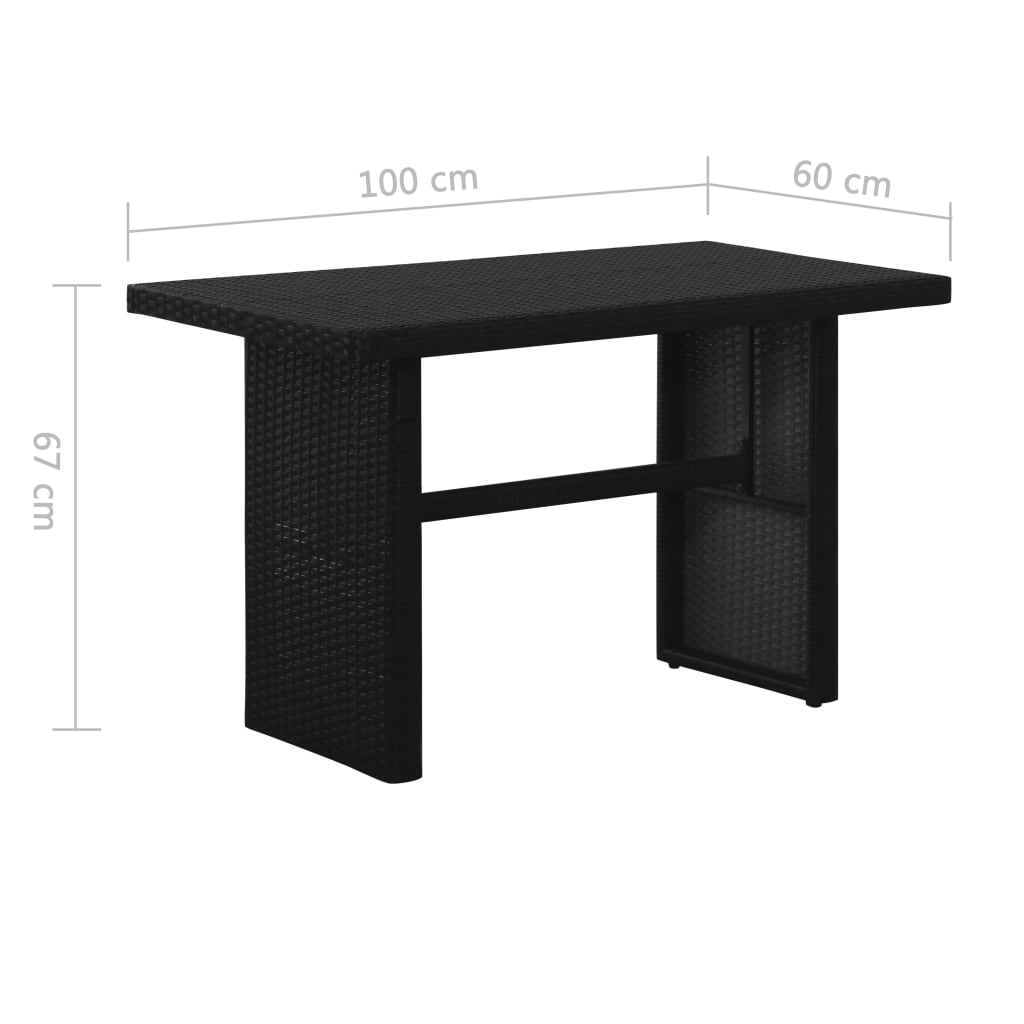 3-delige Loungeset met kussens poly rattan zwart