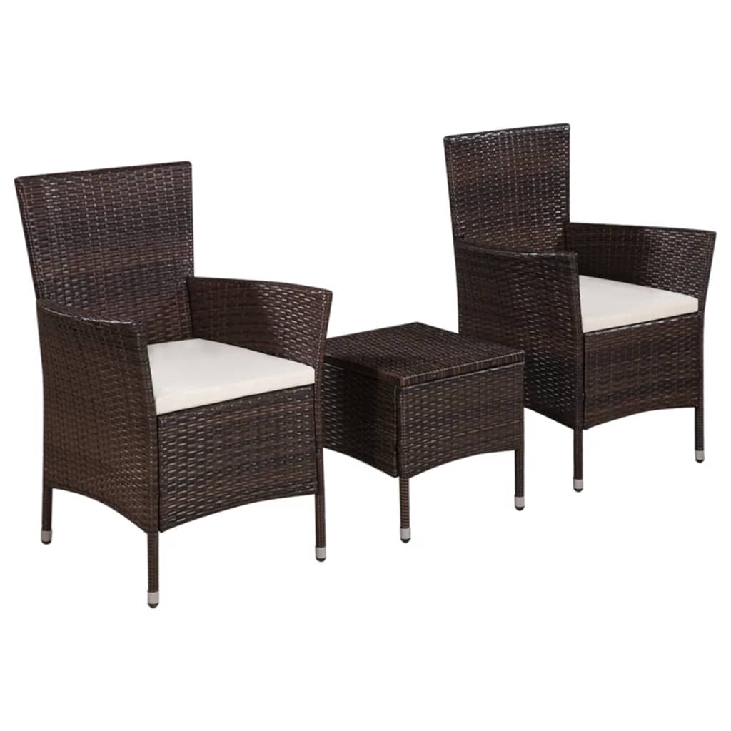 3-delige Bistroset poly rattan bruin