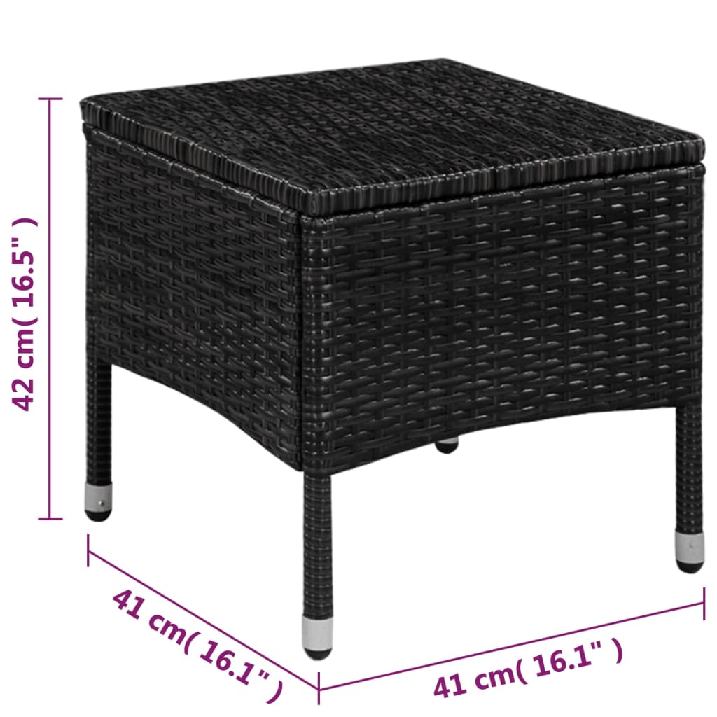 3-delige Bistroset poly rattan zwart