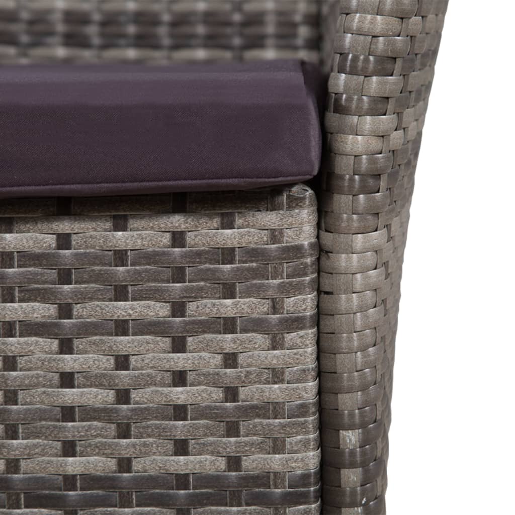 3-delige Bistroset poly rattan grijs