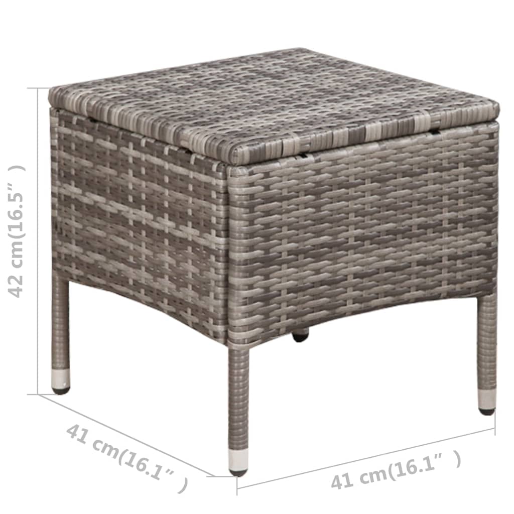 3-delige Bistroset poly rattan grijs