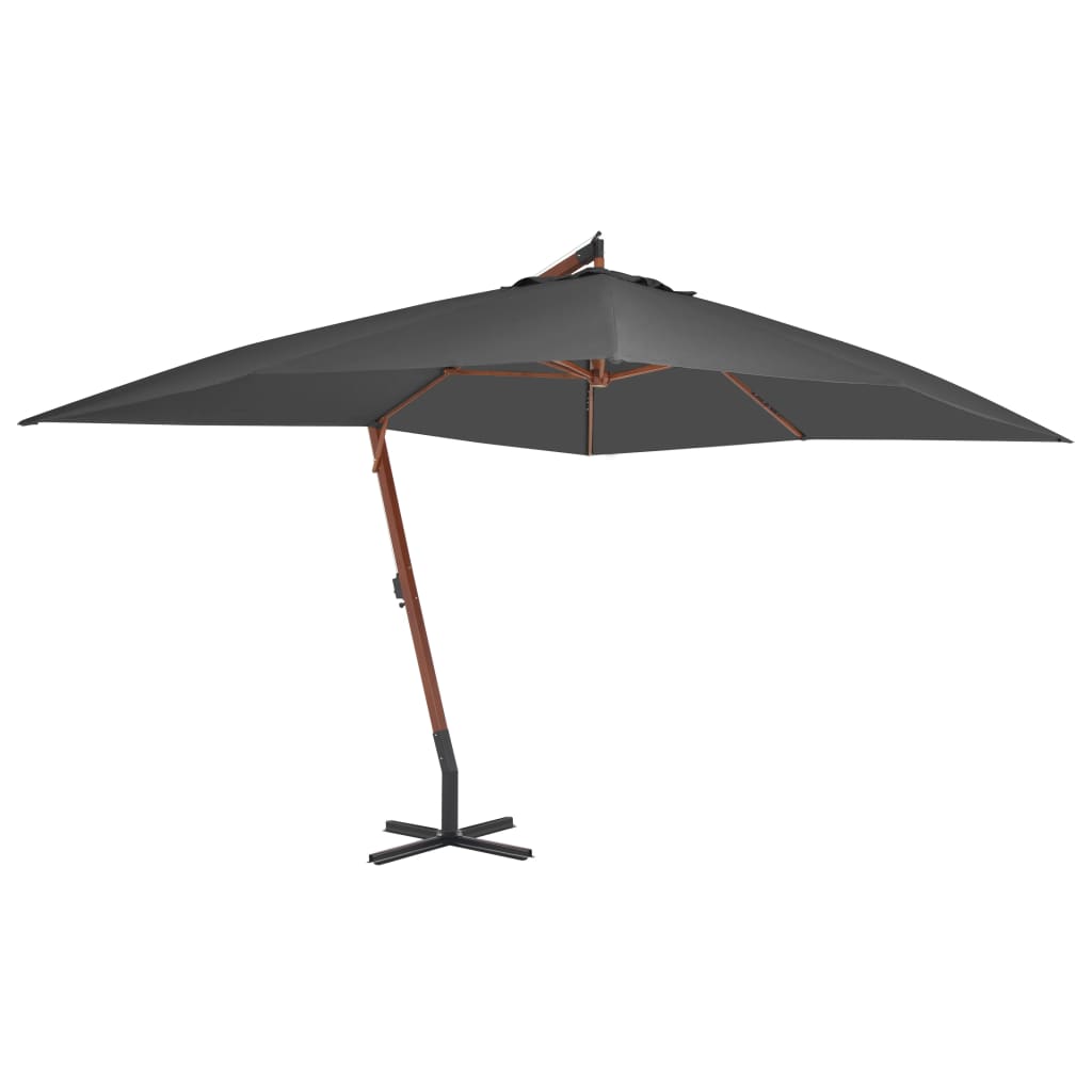 Zweefparasol met houten paal 400x300 cm antracietkleurig