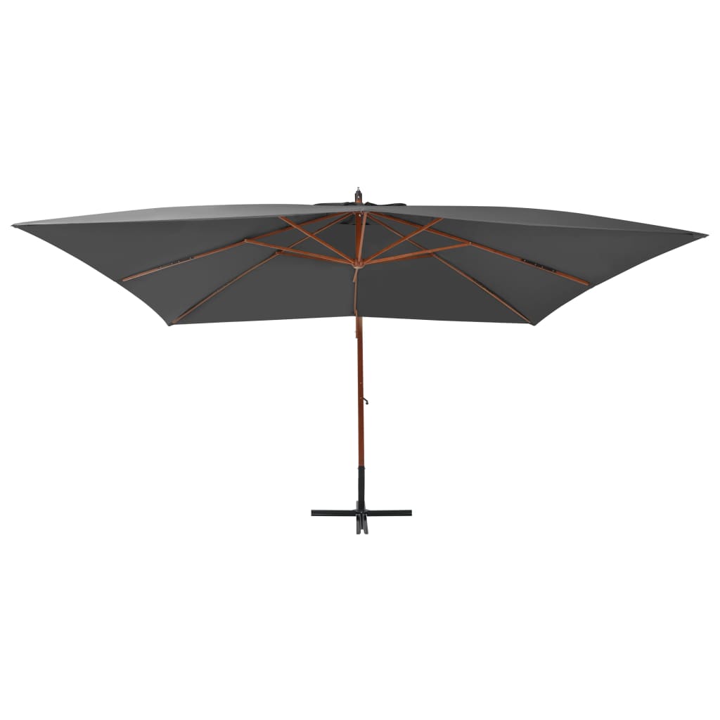 Zweefparasol met houten paal 400x300 cm antracietkleurig