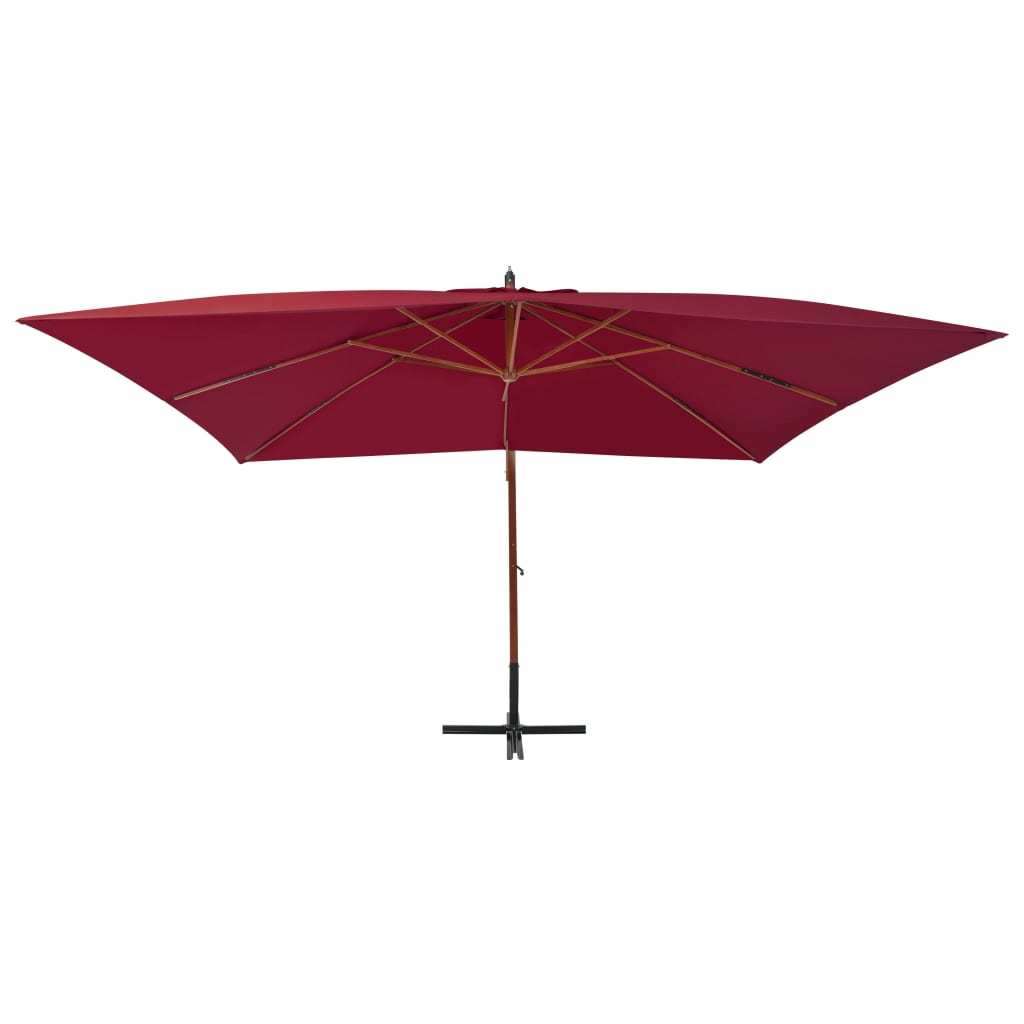 Zweefparasol met houten paal 400x300 cm bordeauxrood