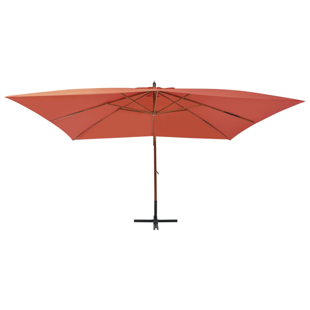 Zweefparasol met houten paal 400x300 cm terracottakleurig