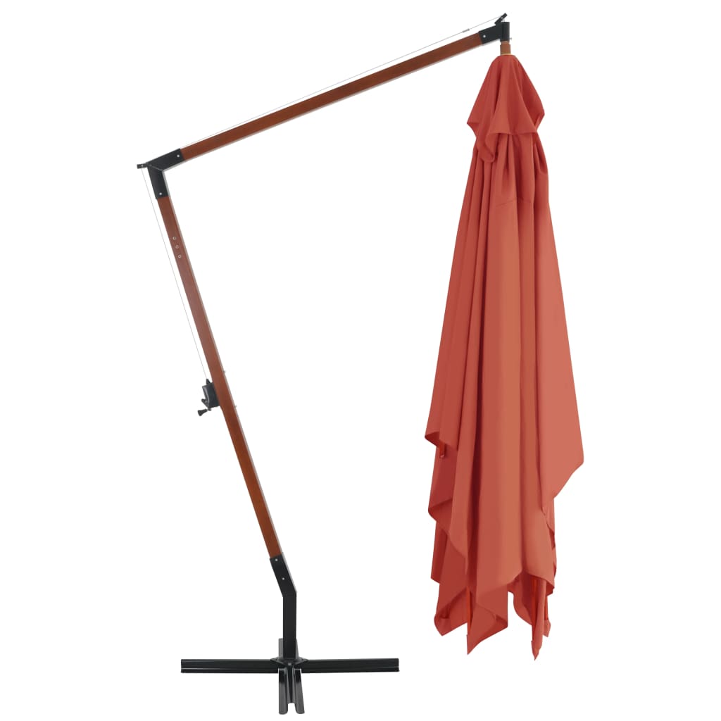 Zweefparasol met houten paal 400x300 cm terracottakleurig