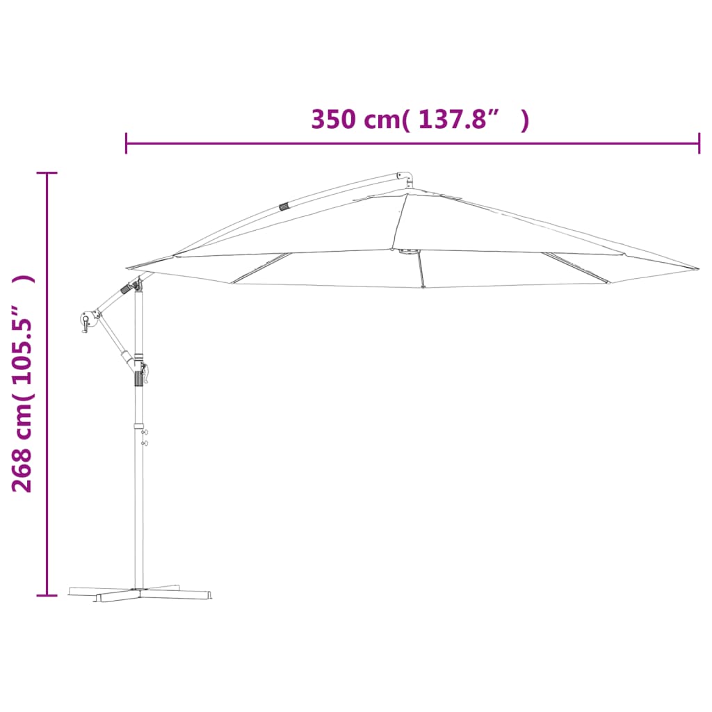 Zweefparasol met aluminium paal 350 cm antracietkleurig