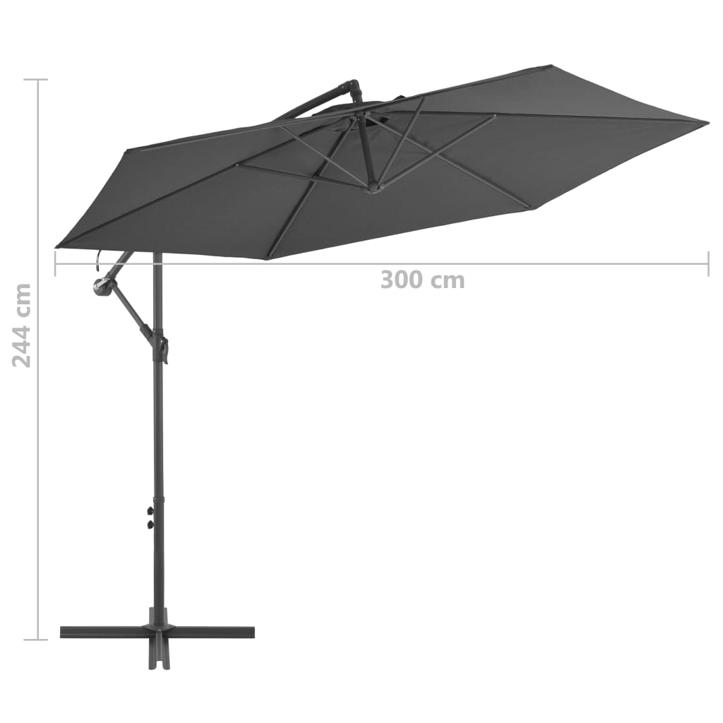 Zweefparasol met aluminium paal 300 cm antracietkleurig