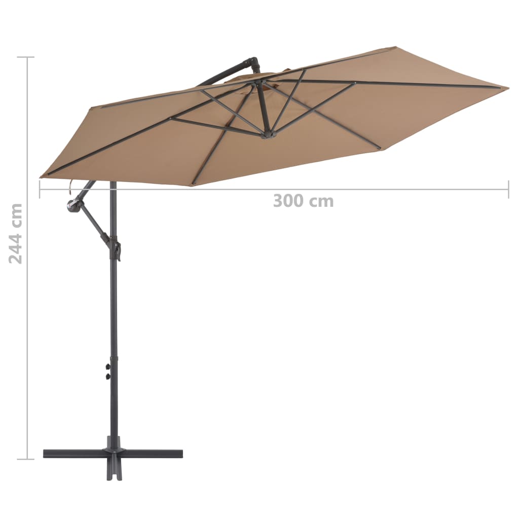 Zweefparasol met aluminium paal 300 cm taupe