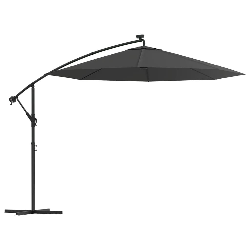 Zweefparasol met LED-verlichting stalen paal 300 cm antraciet