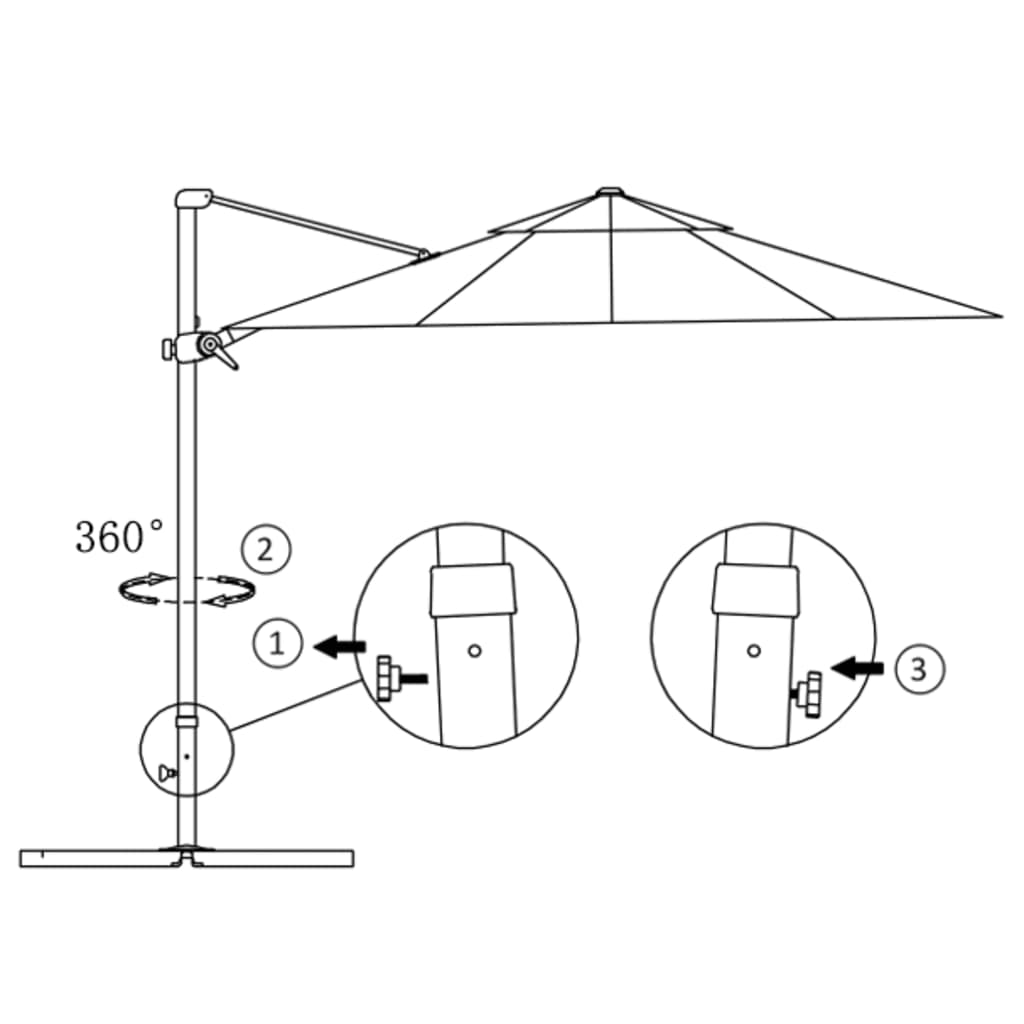 Zweefparasol met aluminium paal 250x250 cm antracietkleurig