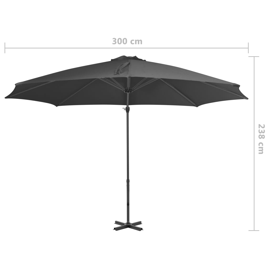 Zweefparasol met aluminium paal 300 cm antracietkleurig