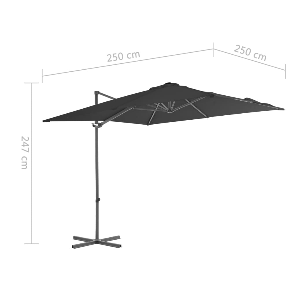 Zweefparasol met stalen paal 250x250 cm antracietkleurig