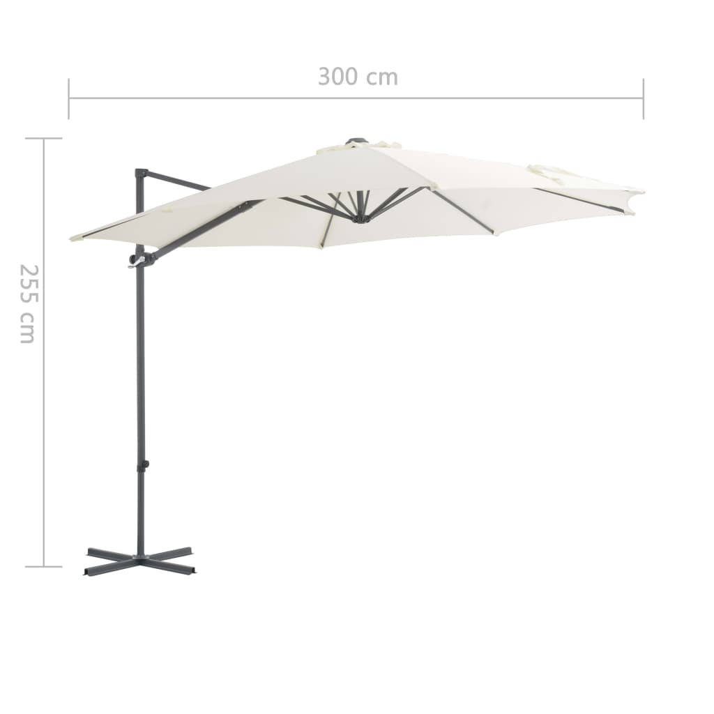 Zweefparasol met stalen paal 300 cm zandkleurig