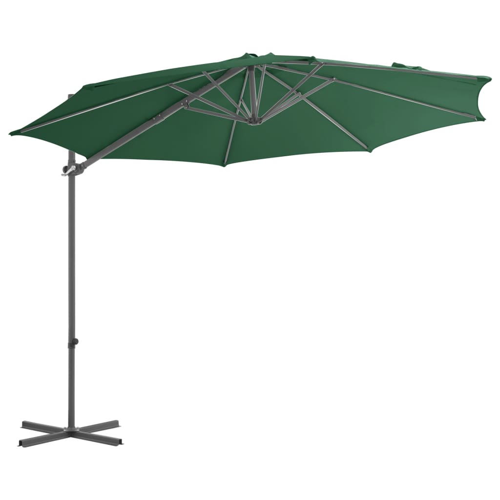 Zweefparasol met stalen paal 300 cm groen