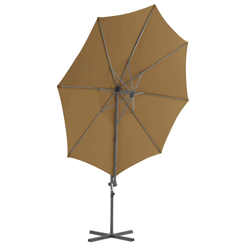 Zweefparasol met stalen paal 300 cm taupe