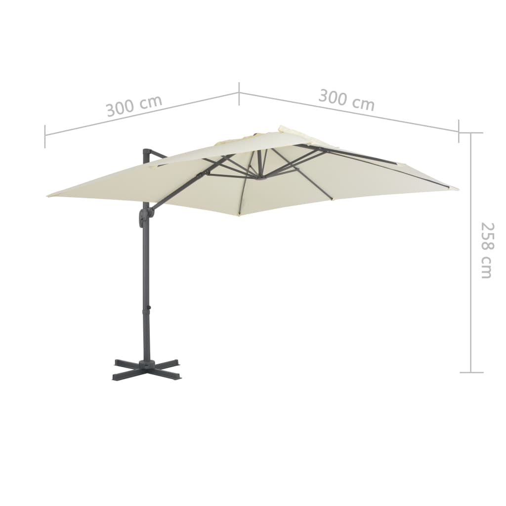 Zweefparasol met aluminium paal 300x300 cm zandkleurig