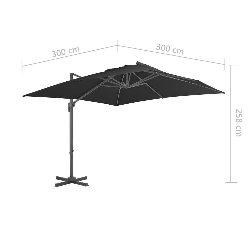 Zweefparasol met aluminium paal 300x300 cm antracietkleurig