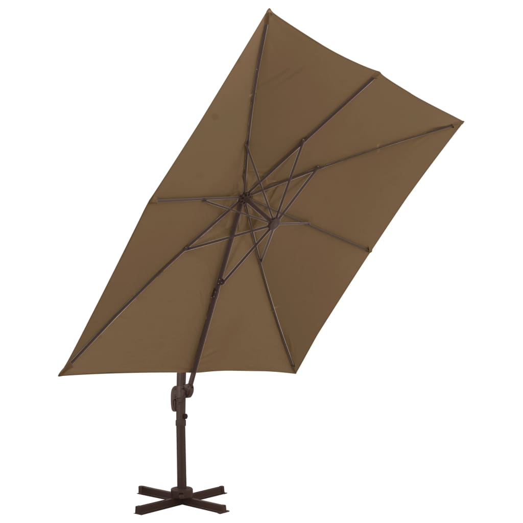 Zweefparasol met aluminium paal 300x300 cm taupe