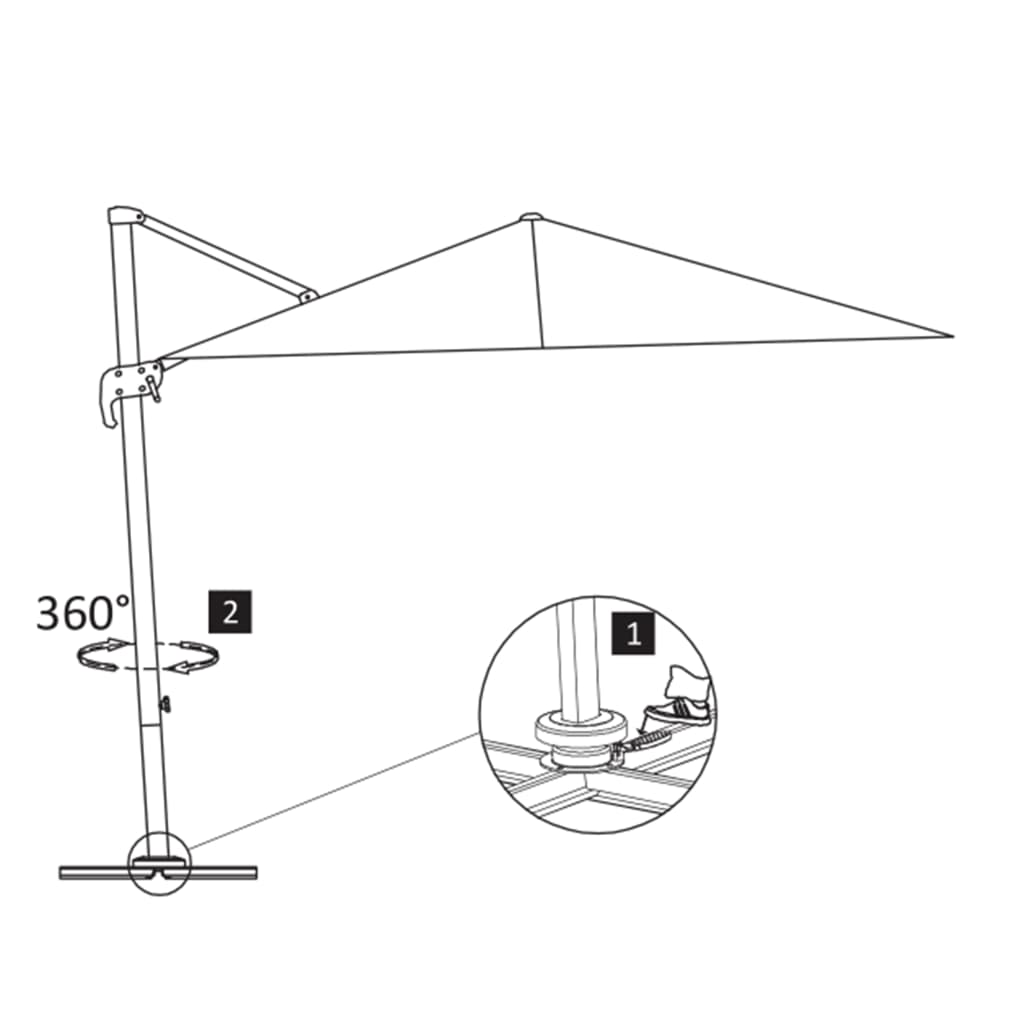 Zweefparasol met aluminium paal 300x300 cm taupe