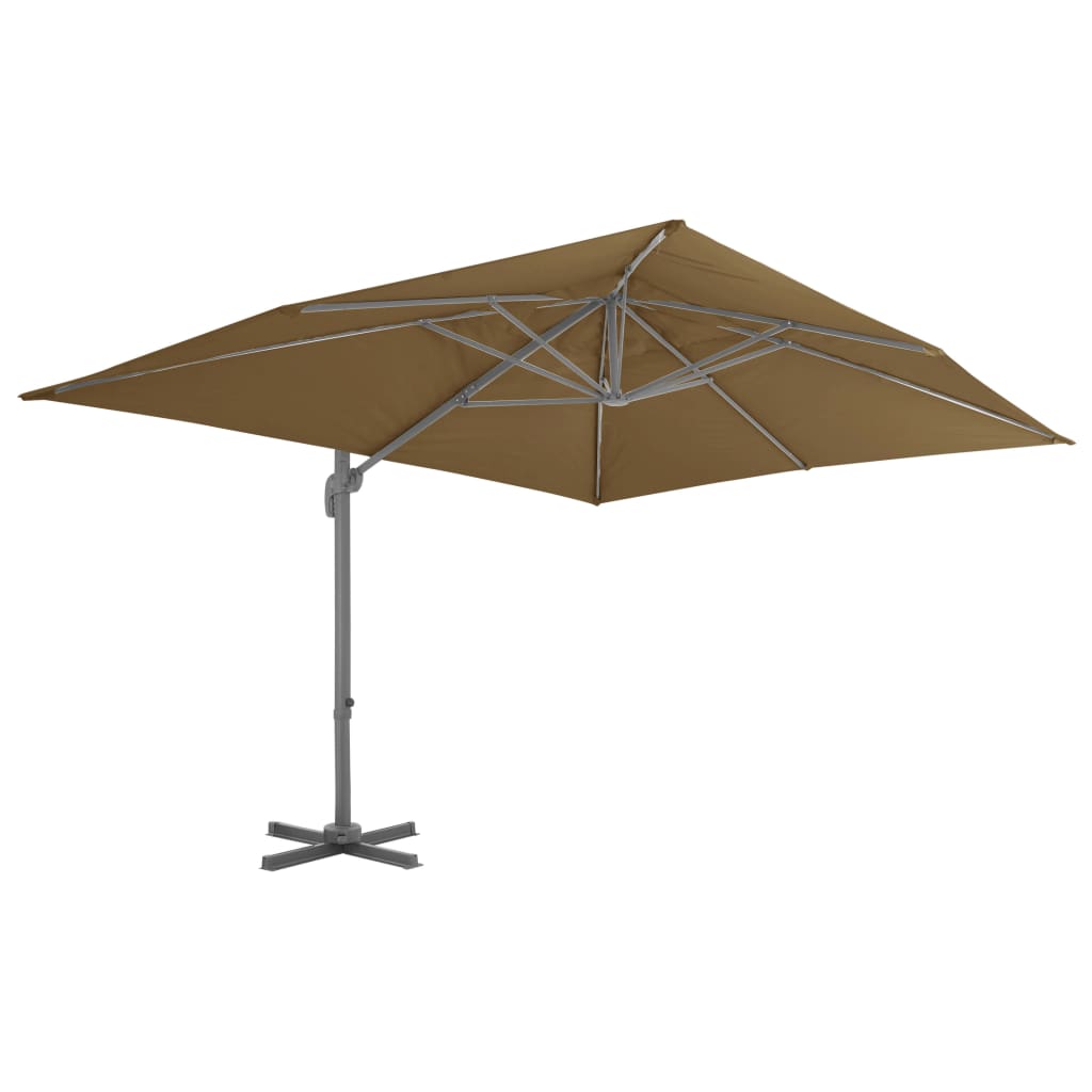 Zweefparasol met aluminium paal 400x300 cm taupe