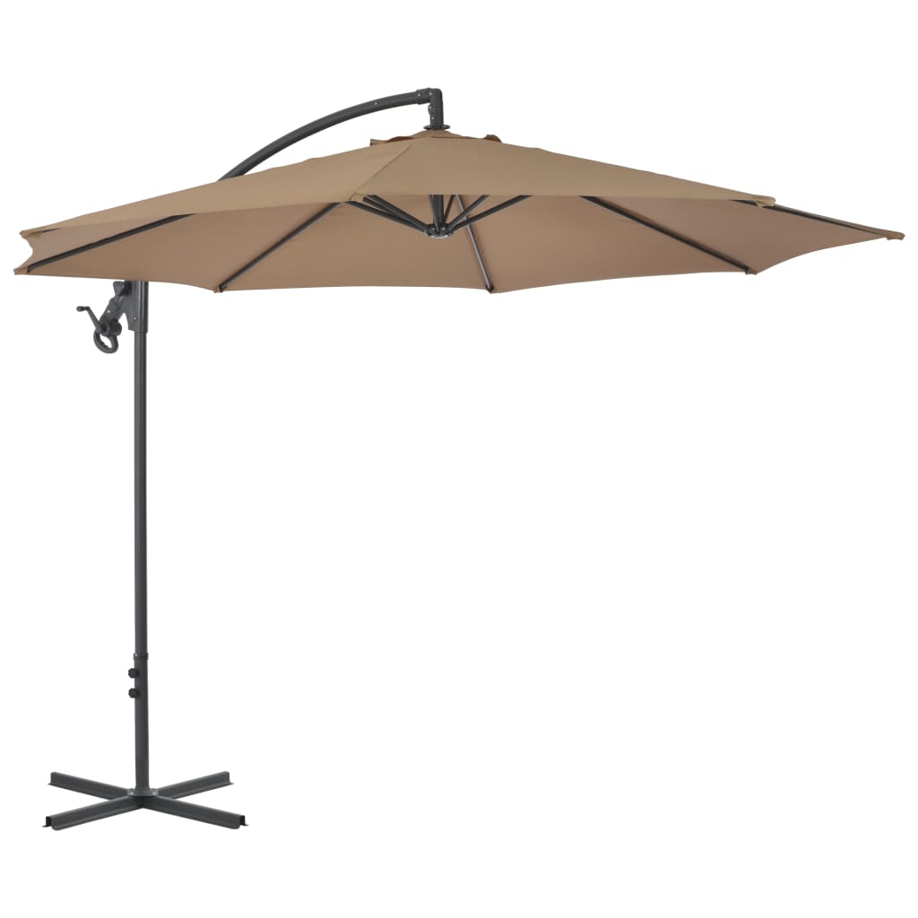 Zweefparasol met stalen paal 300 cm taupe