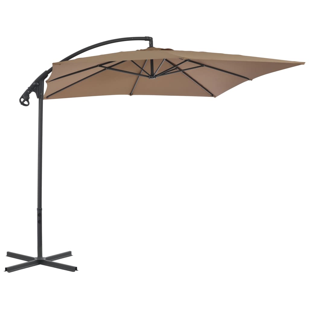 Zweefparasol met stalen paal 250x250 cm taupe