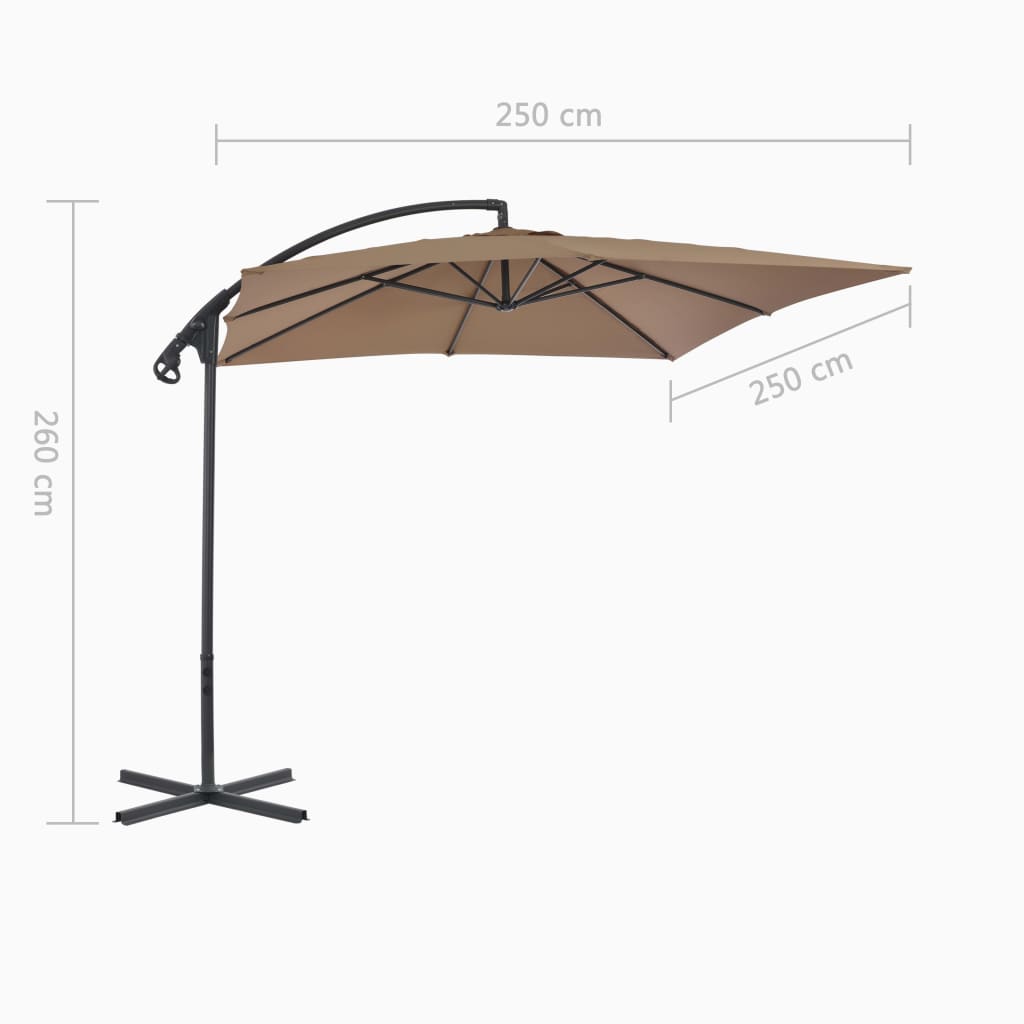 Zweefparasol met stalen paal 250x250 cm taupe